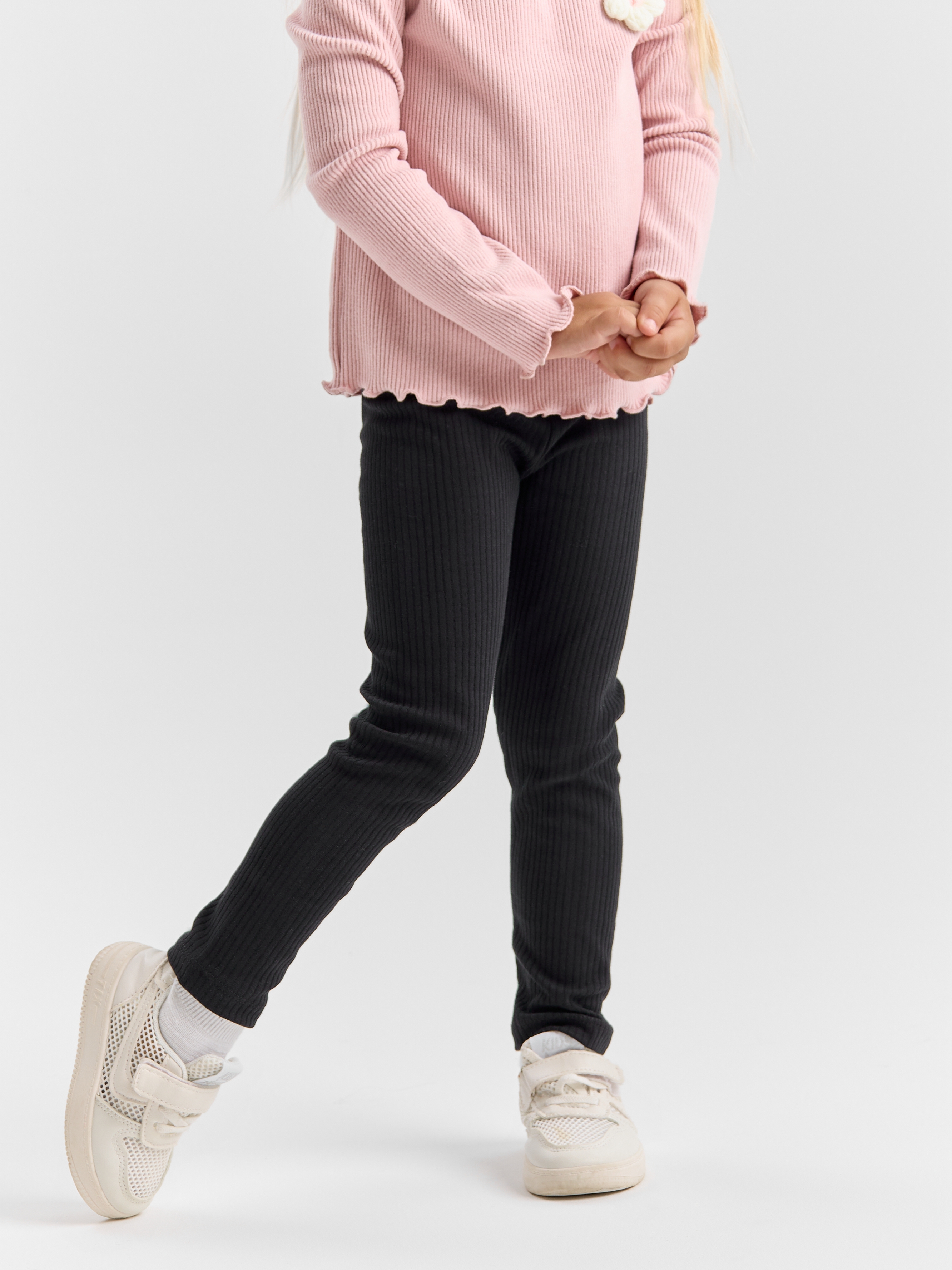 Леггинсы LEVA леггинсы для девочки_рубчик черный_белый - фото 3