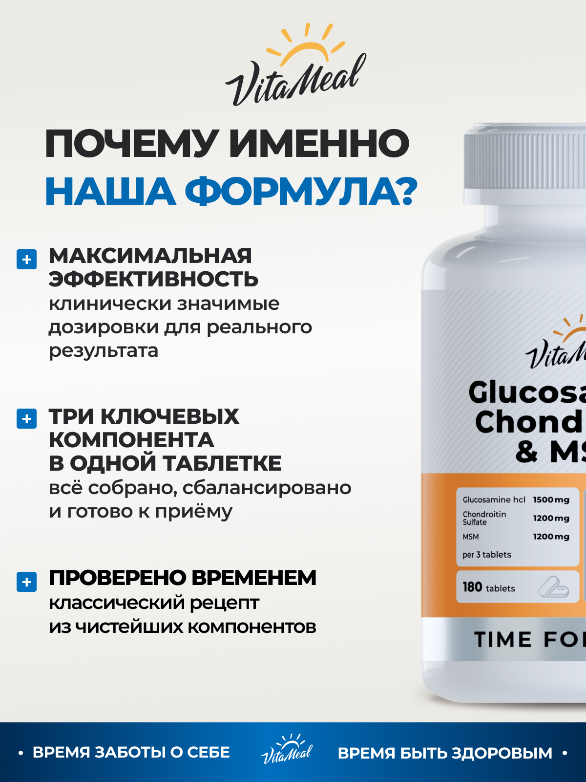 Биологически активная добавка VitaMeal Глюкозамин Хондроктин MSM 180 таблеток - фото 8