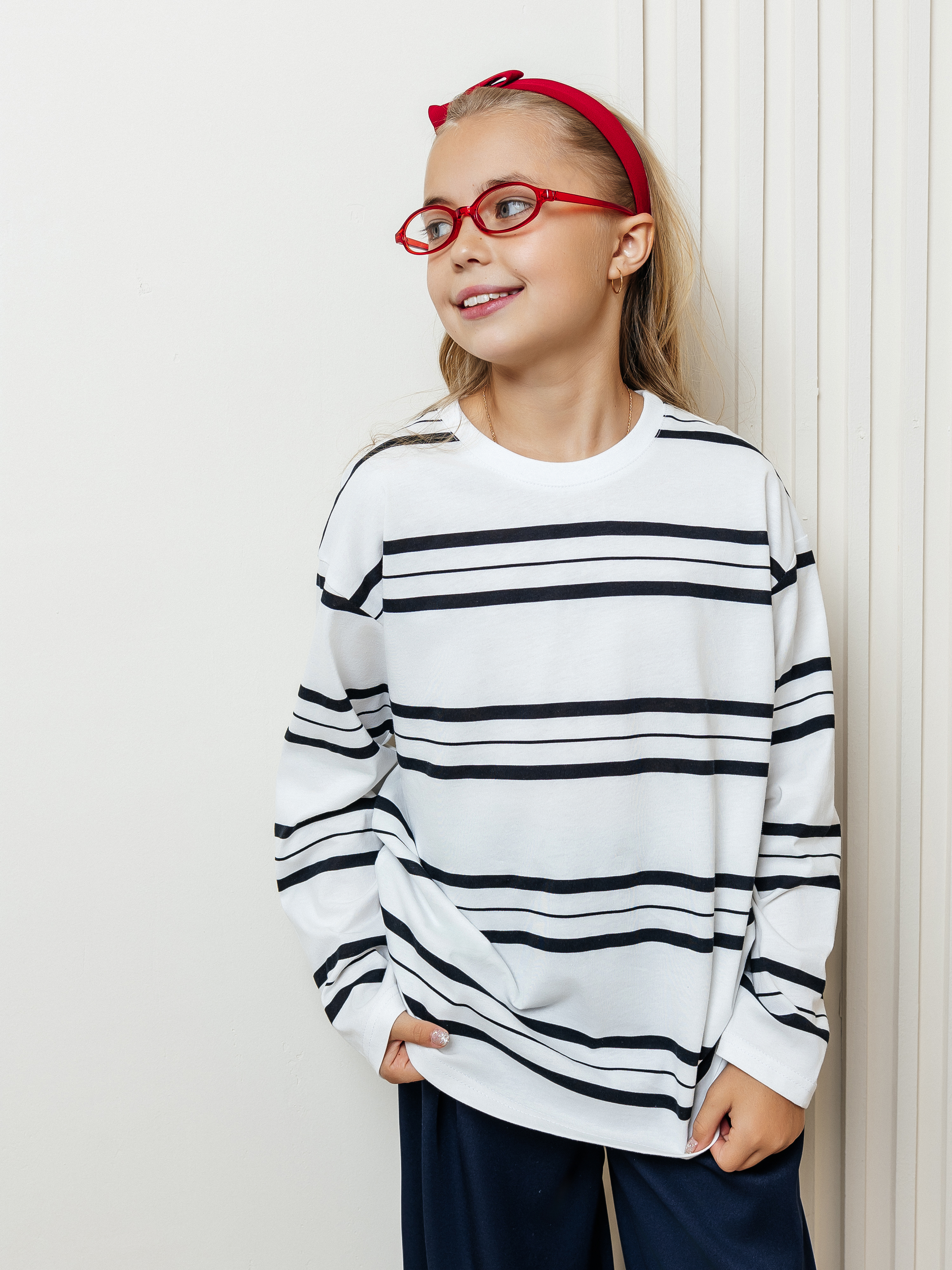 Лонгслив Селтекс Ю_ДК62 молоко/черный полоса - фото 6