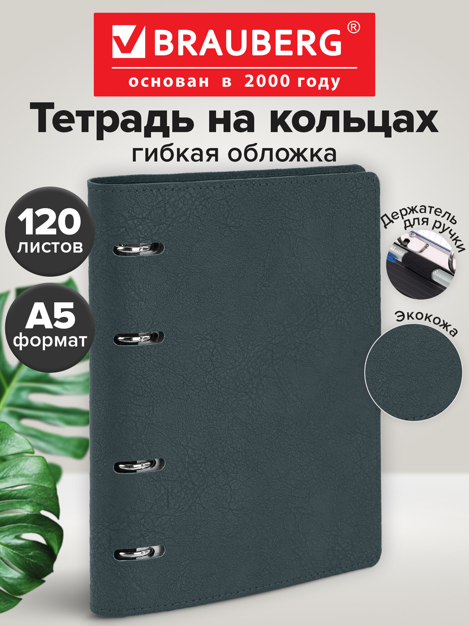 Изображение товара Тетрадь Brauberg серия Mono со сменным блоком 120 листов клетка Изображение товара Тетрадь Brauberg серия Mono со сменным блоком 120 листов клетка