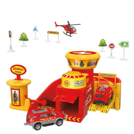 Гараж Funky Toys Пожарная станция многоуровневый