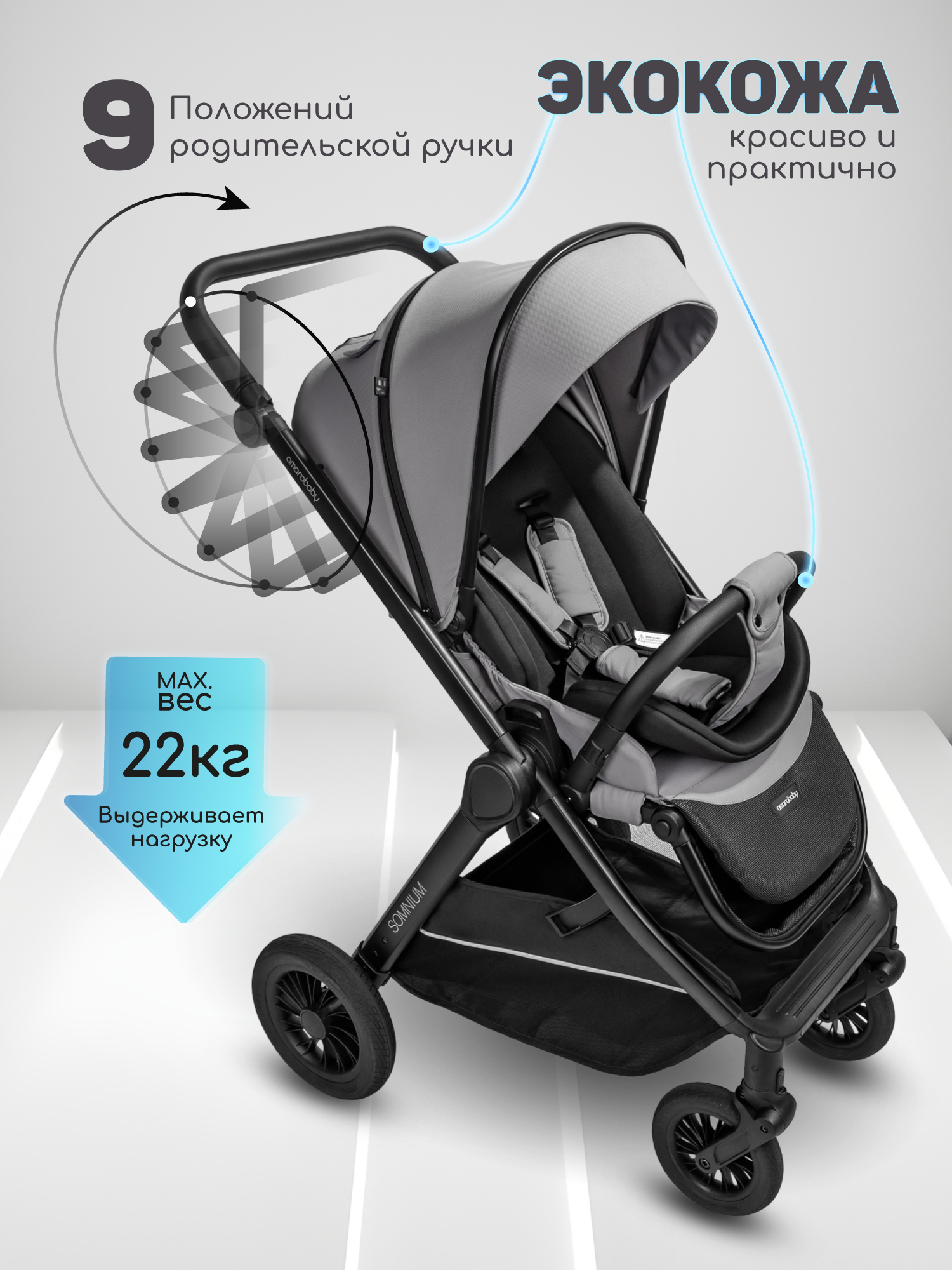 Коляска прогулочная Amarobaby Somnium - фото 11