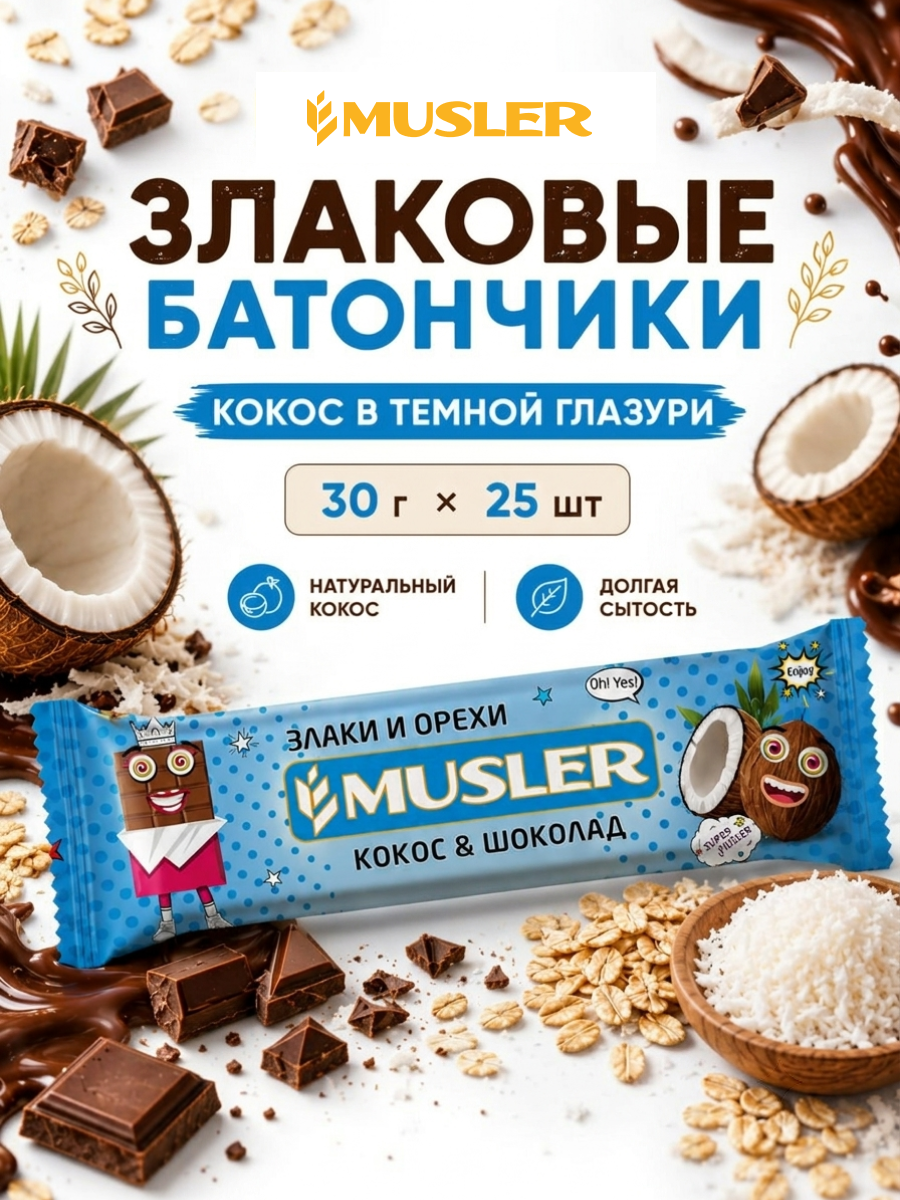 Злаковые батончики мюсли MUSLER 25 шт - фото 1