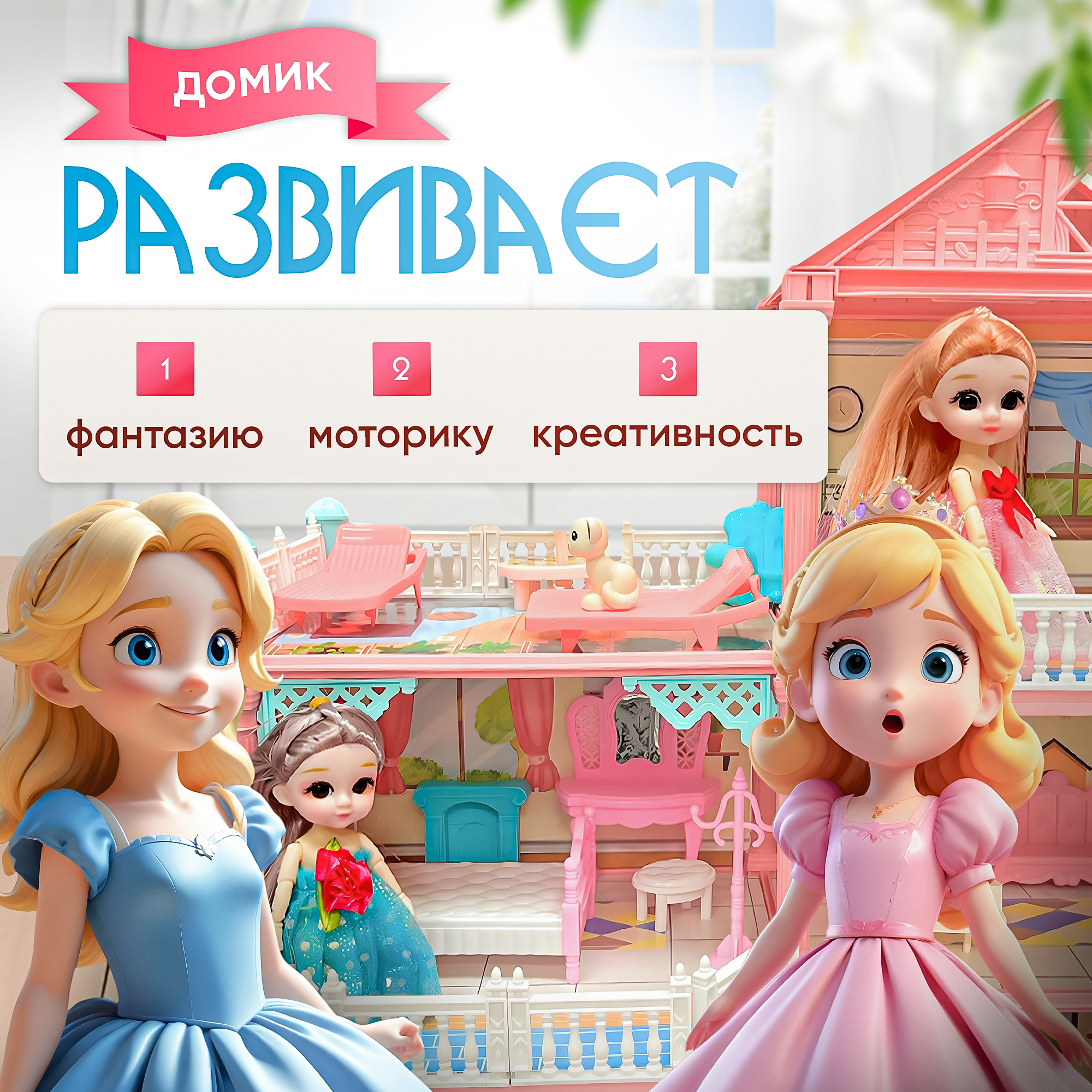 Домик для кукол SHARKTOYS с мебелью 370000010 - фото 9