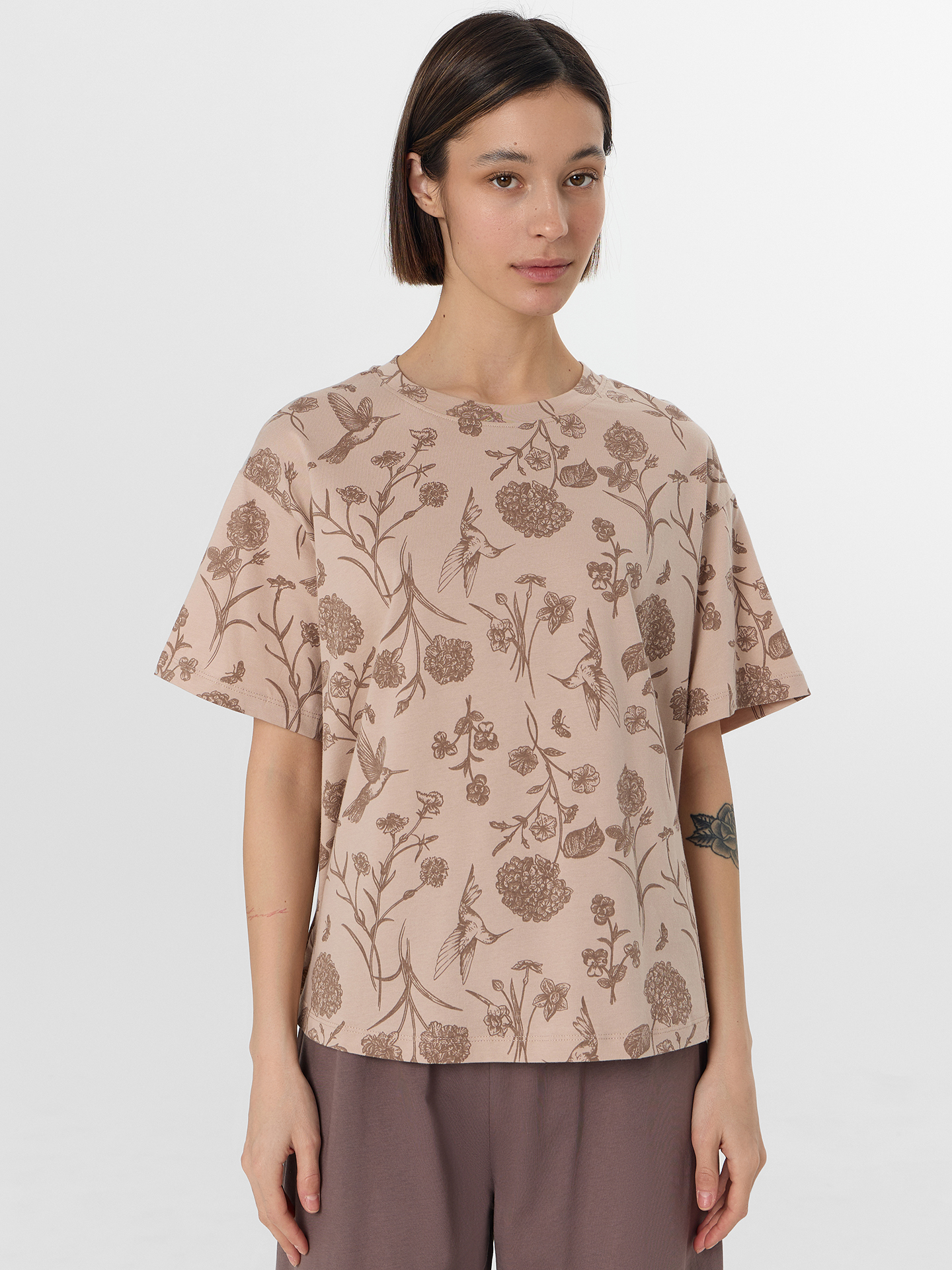 Пижама Mark Formelle (Марк Формэль) 592600/цветы на холодном бежевом +коричневый - фото 3