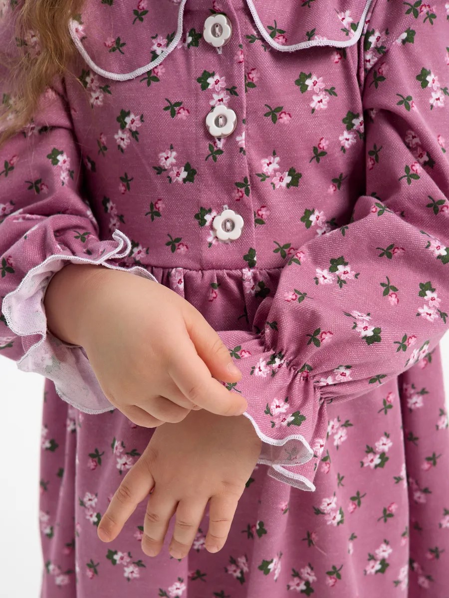 Платье YAXX 005--Платье цветы/джинс/пудра - фото 3