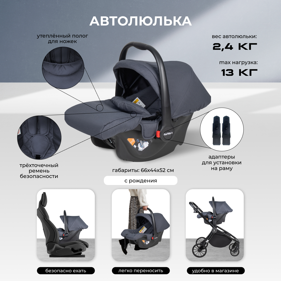 Коляска 3в1 Farfello Baby shell - фото 3