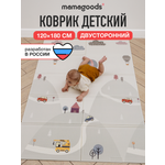 Развивающий коврик детский Mamagoods для ползания складной игровой 120х180 см Пейзаж и Азбука
