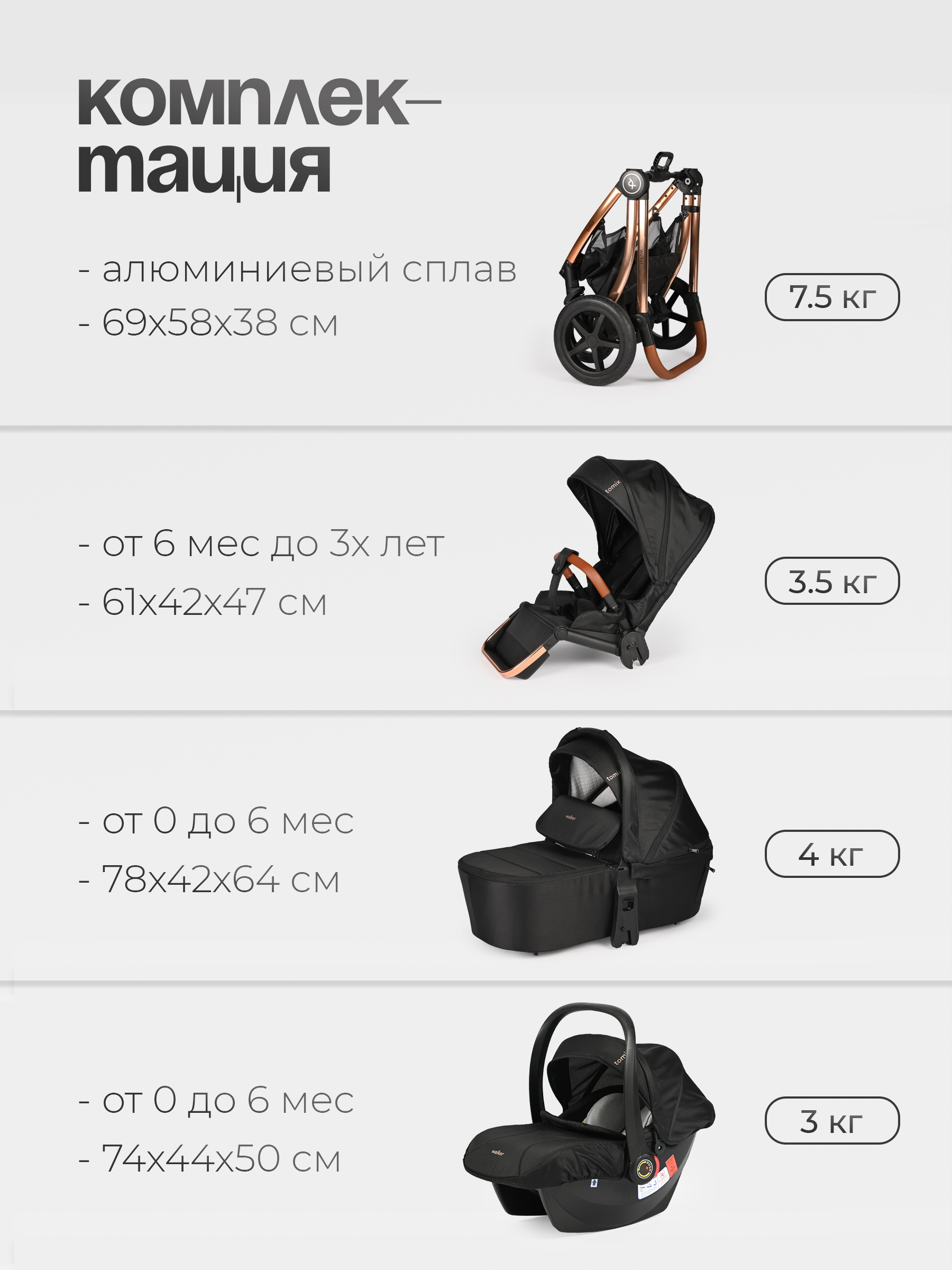 Коляска 3в1 Tomix Walker lux - фото 22