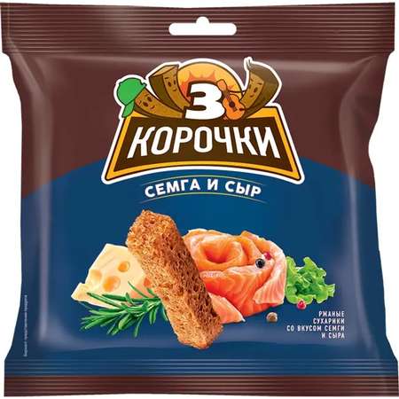 Сухарики 3 Корочки Сыр с семгой 100 г