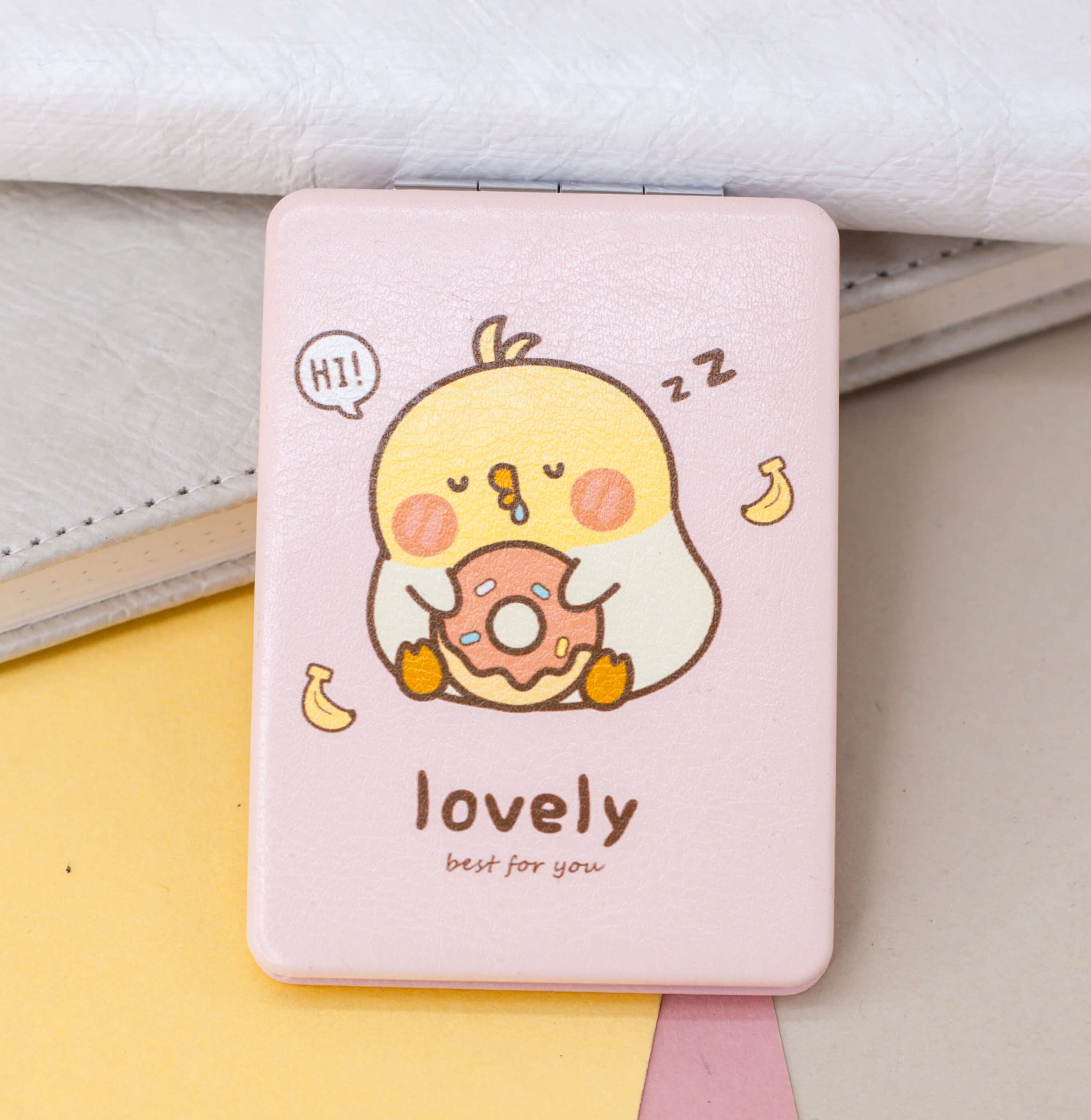 Зеркало карманное iLikeGift Lovely duck pink с увеличением - фото 1