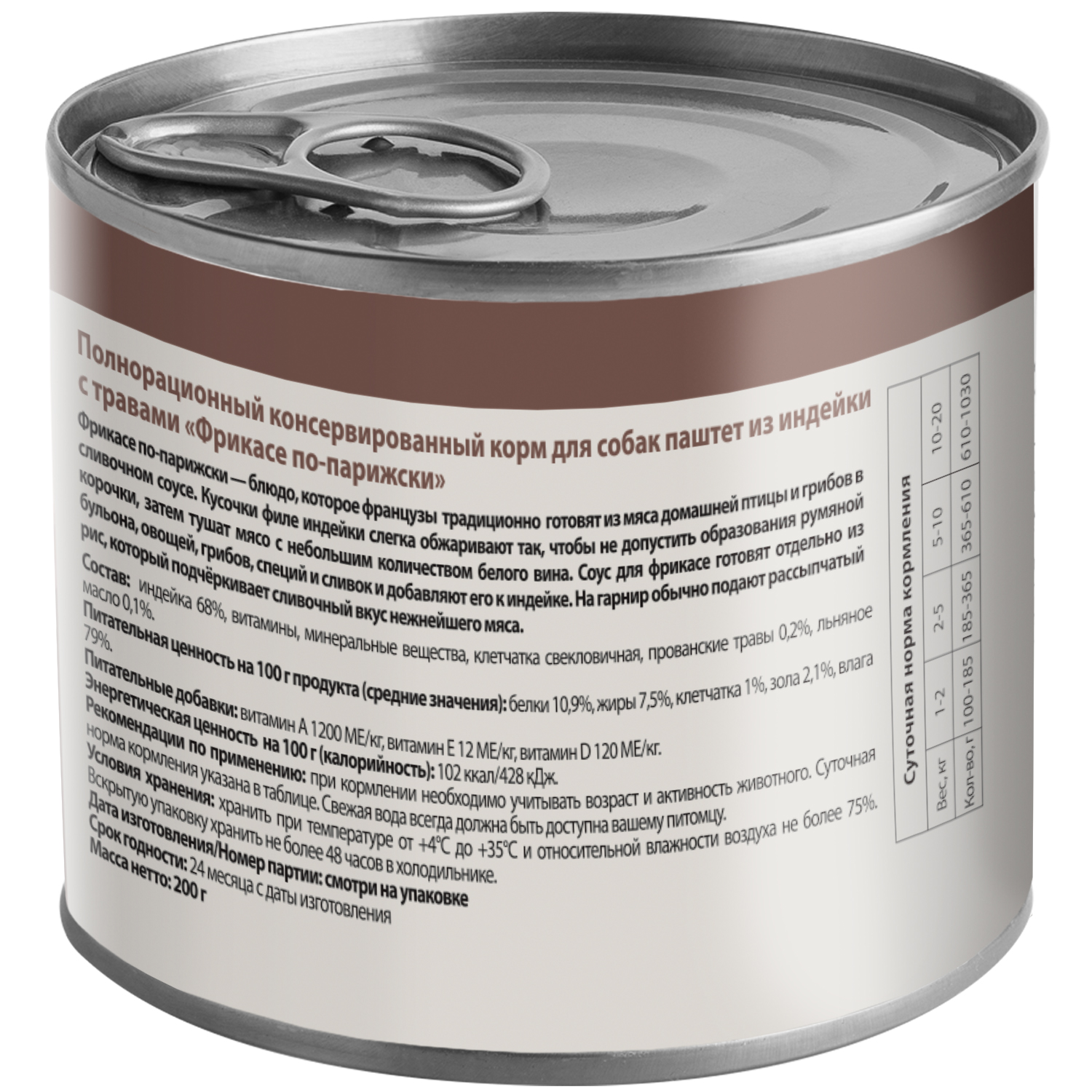Корм для собак Мнямс 200г Фрикасе по-парижски для всех пород паштет из индейки с травами консервированный - фото 3