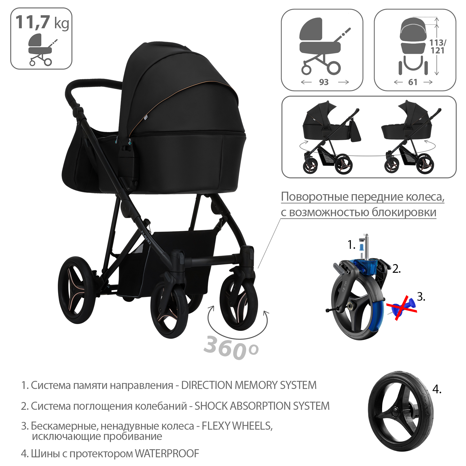 Коляска 2 в 1 Bebetto Flavio Pro - фото 4