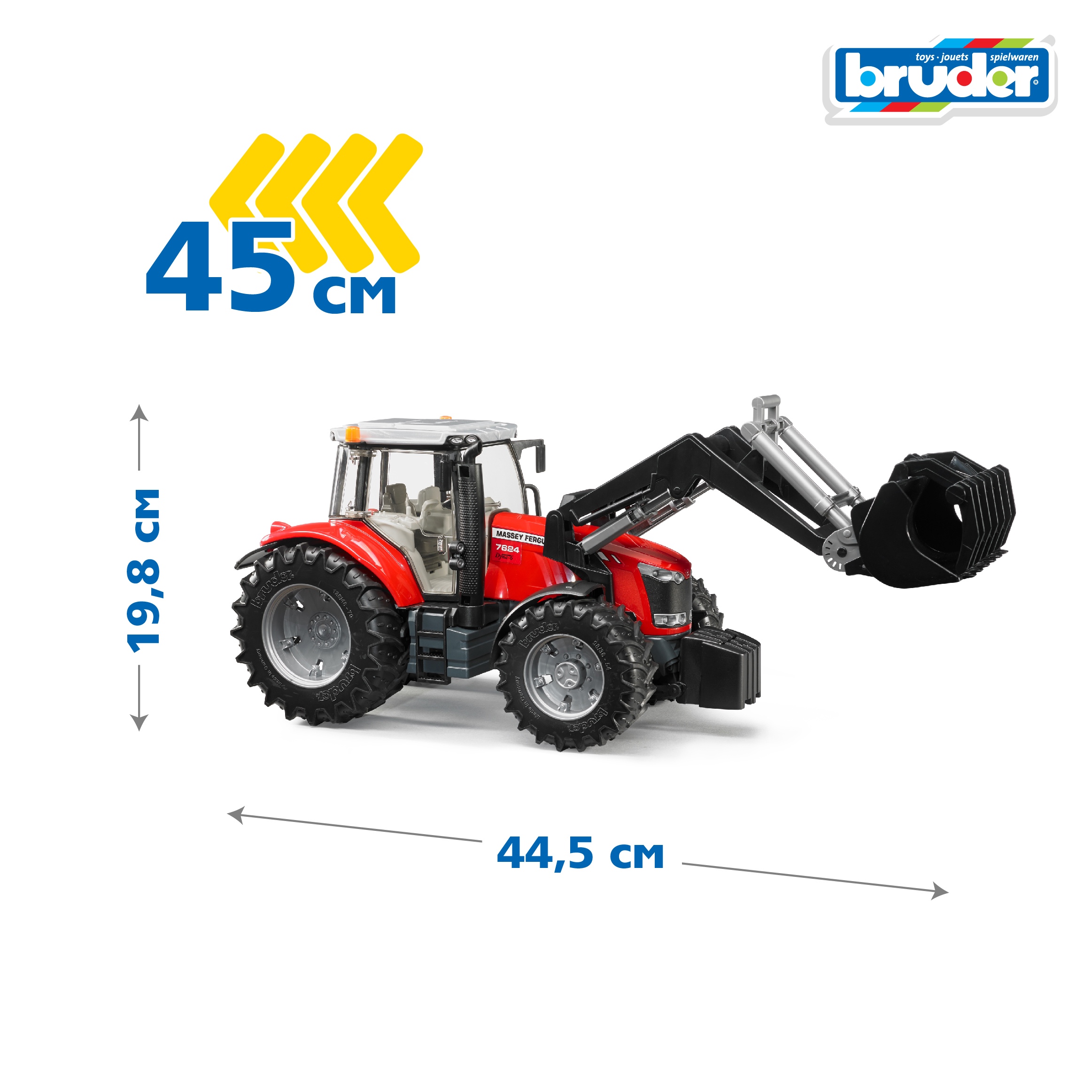 Трактор Bruder Massey Ferguson 7600 с погрузчиком 1:16 03-047 - фото 2