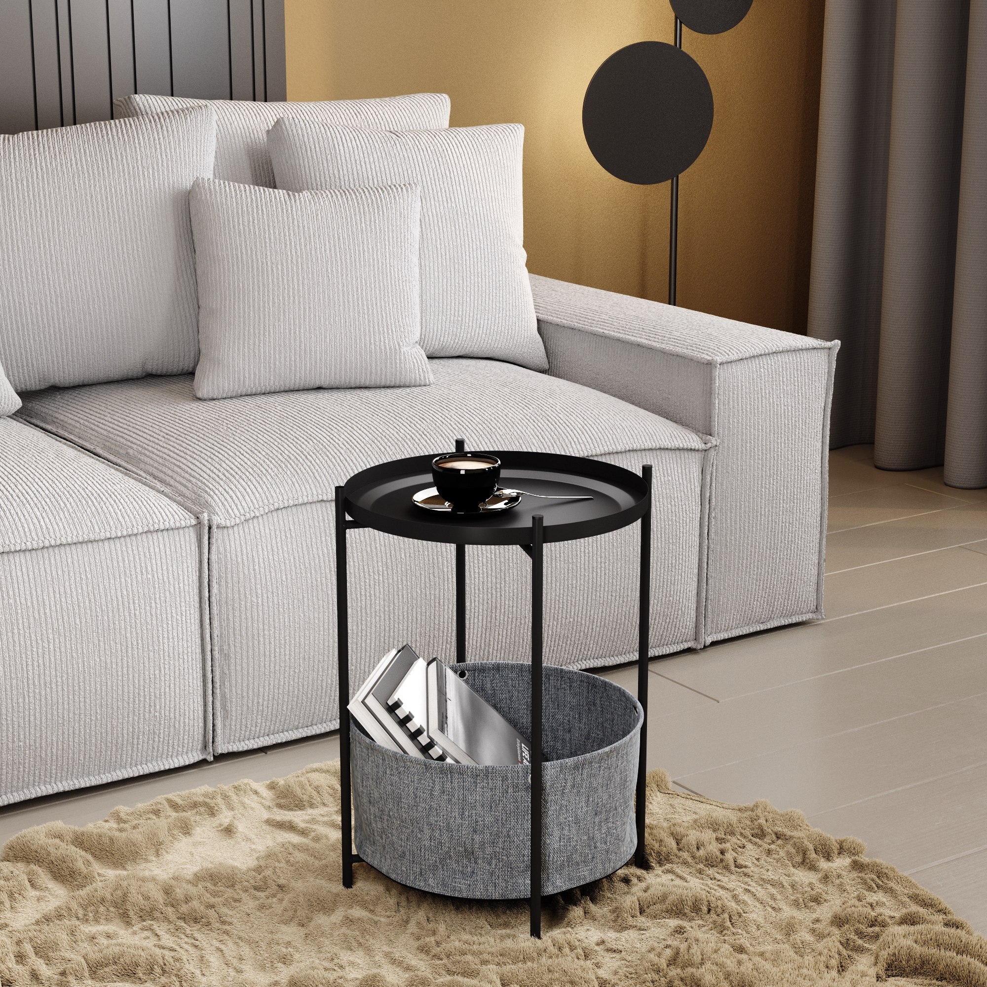 Стол журнальный LAVARIS Берген рогожка 82/39/ черный муар - фото 6