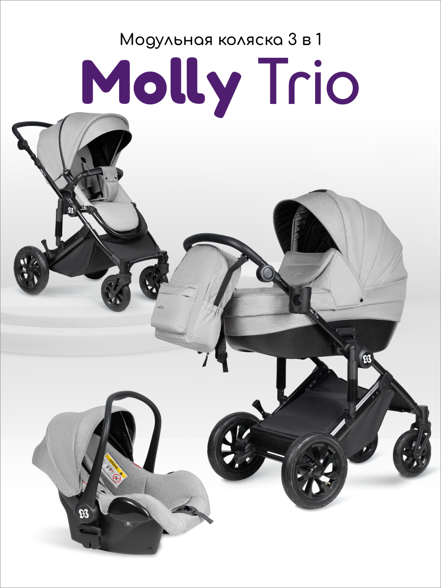 Коляска 3в1 Farfello Molly Trio серый - фото 1