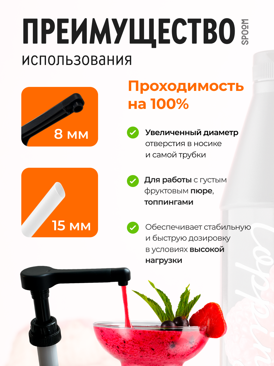 Помпа дозатор SPOOM для концентратов ( пюре ) и топпингов 15 мл - фото 3