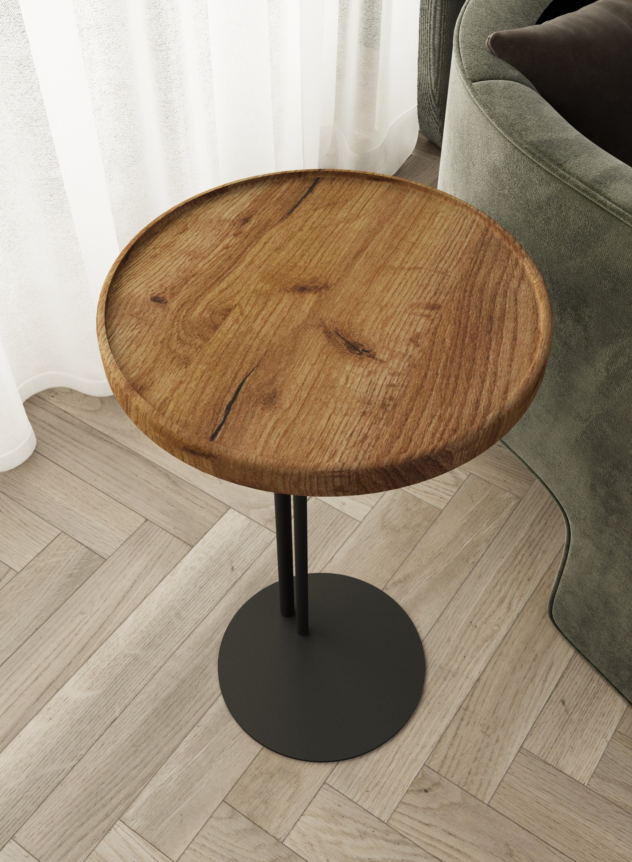 Стол журнальный SLINE Кальяри вяз браун черный - фото 5