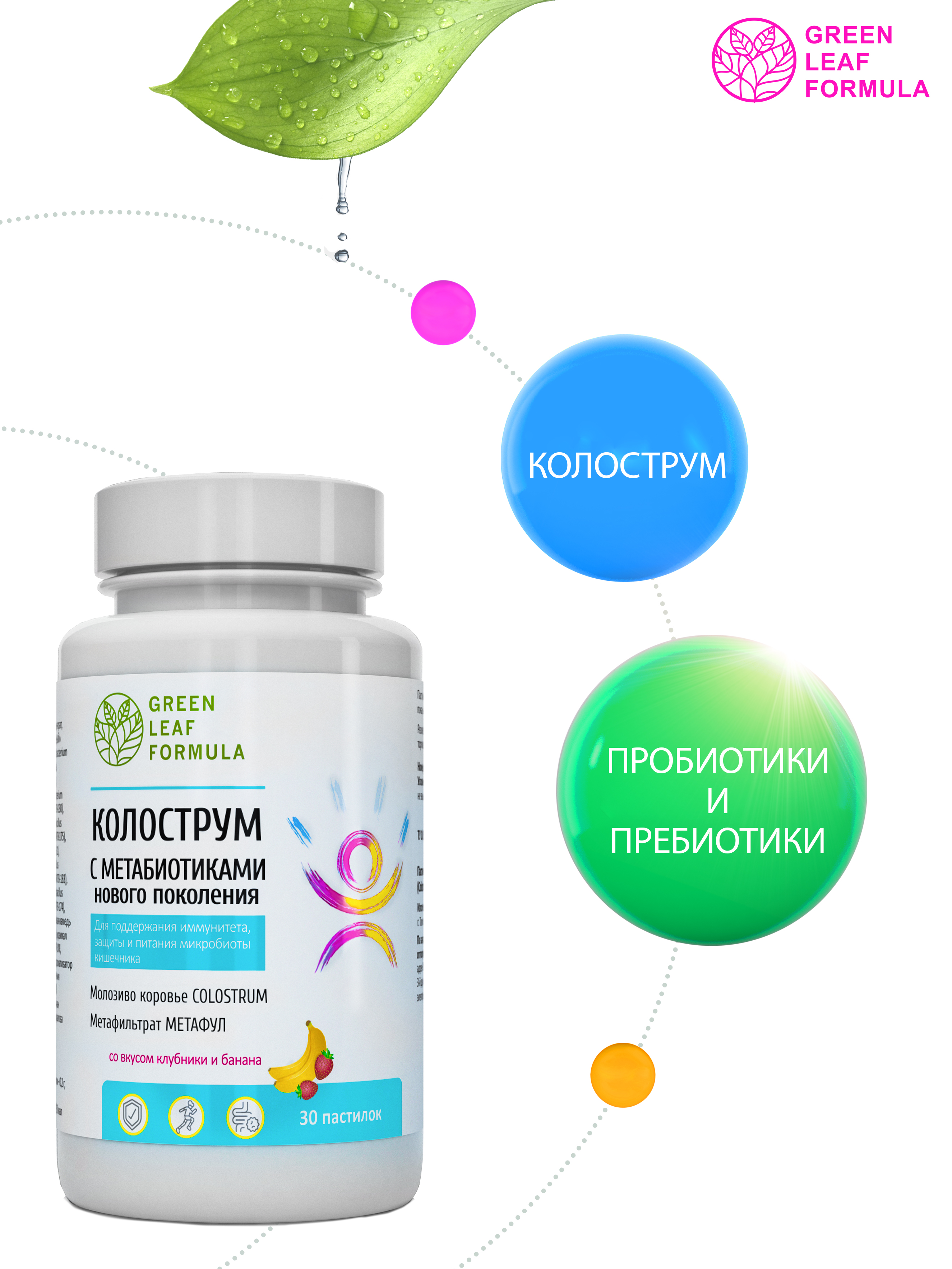 Колострум с метабиотиками Green Leaf Formula пробиотики для детей и взрослых для иммунитета кишечника - фото 3