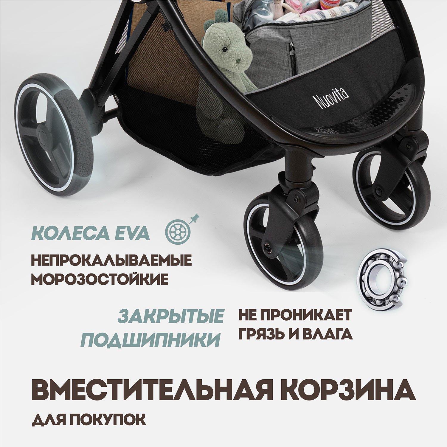 Коляска 3в1 Nuovita Luno 3 в 1 белый - фото 8