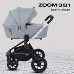 Коляска 3в1 MOWbaby Zoom new 3в1, silver green tea зеленый