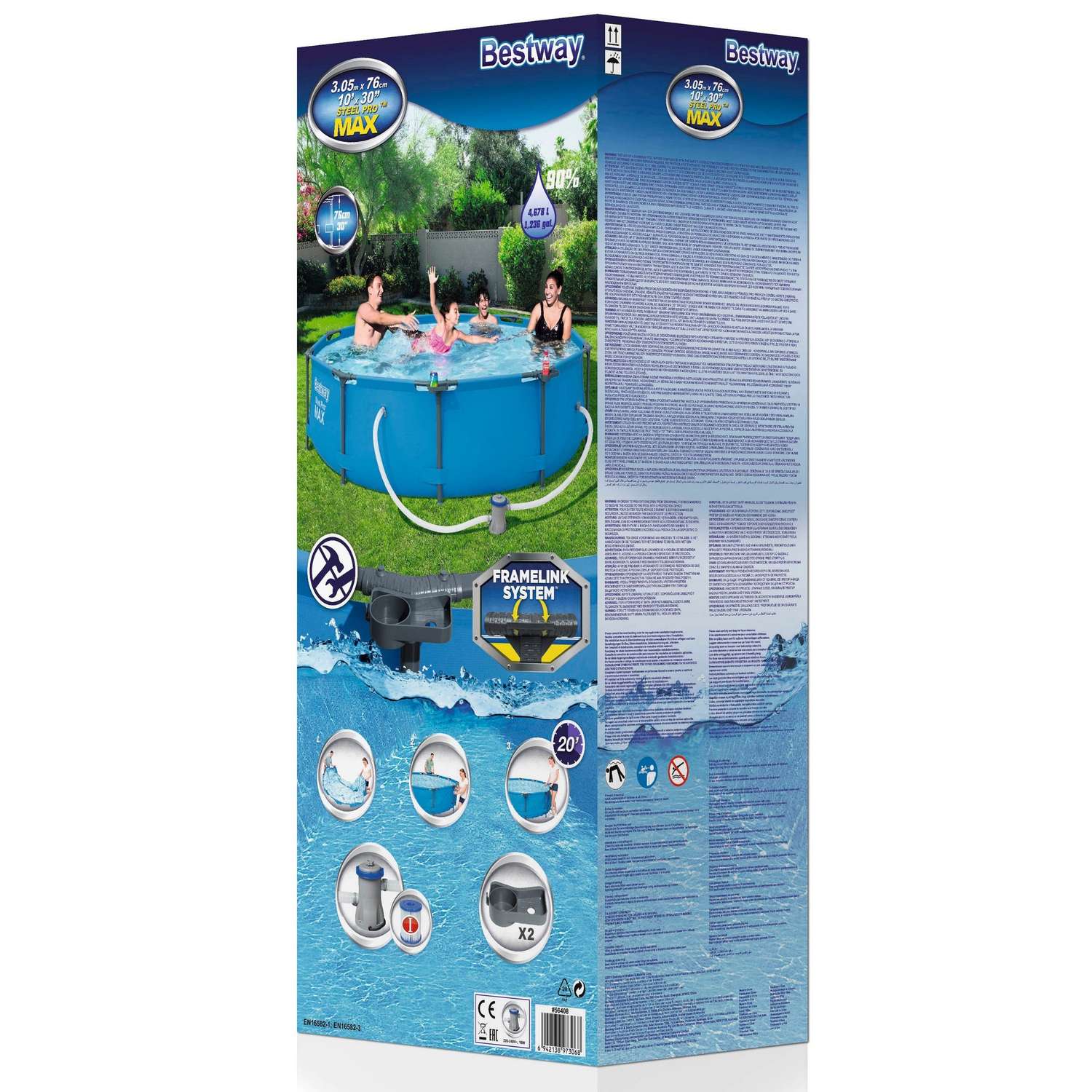 Бассейн каркасный Bestway с фильтрующим насосом 56408 - фото 2