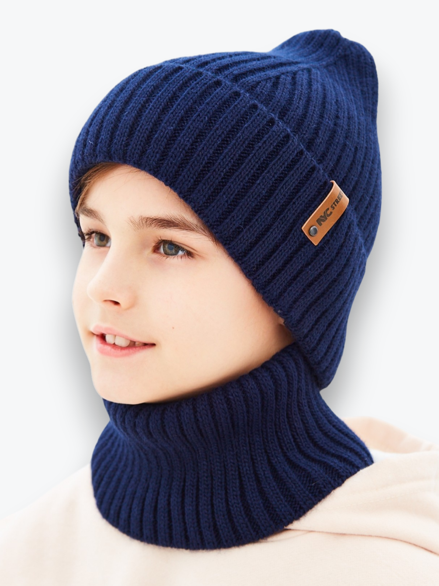 Шапка и снуд NYCkids NYC-H-53-poloski-DblueB - фото 1