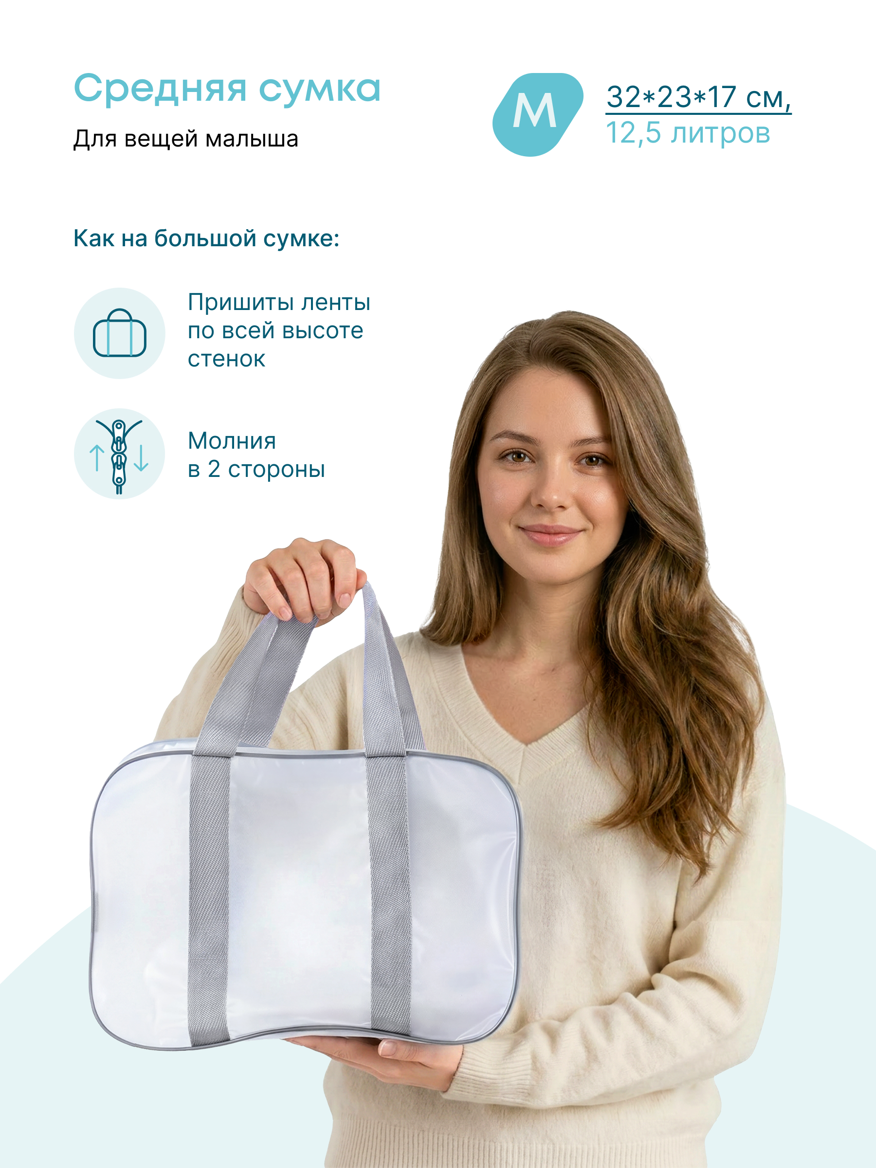 Сумка в роддом Wolli Матовый серый комплект 3 шт - фото 5