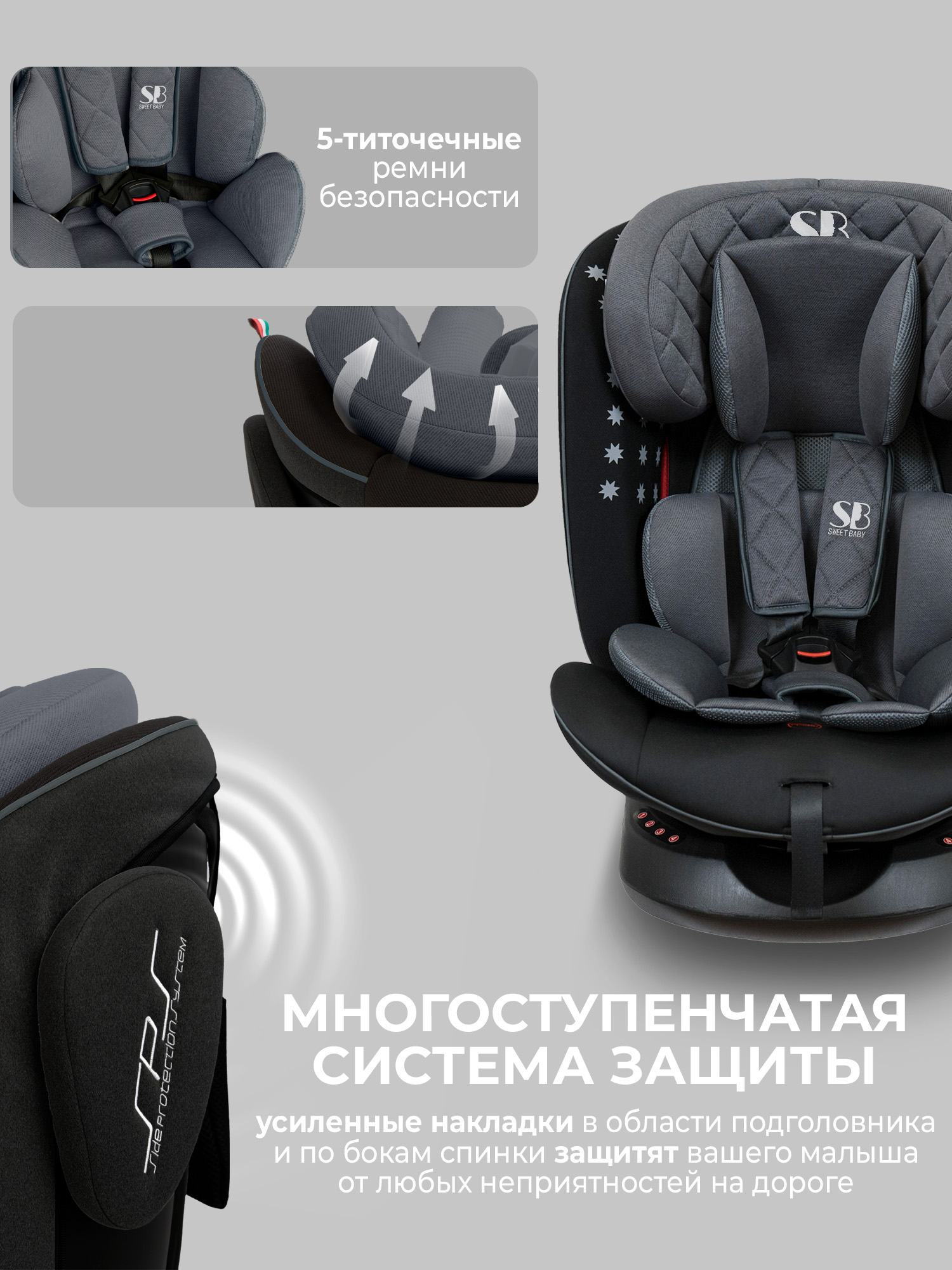 Автокресло Sweet Baby Crosstour Isofix 0+/1/2/3 (0-36 кг) многоцветный - фото 3