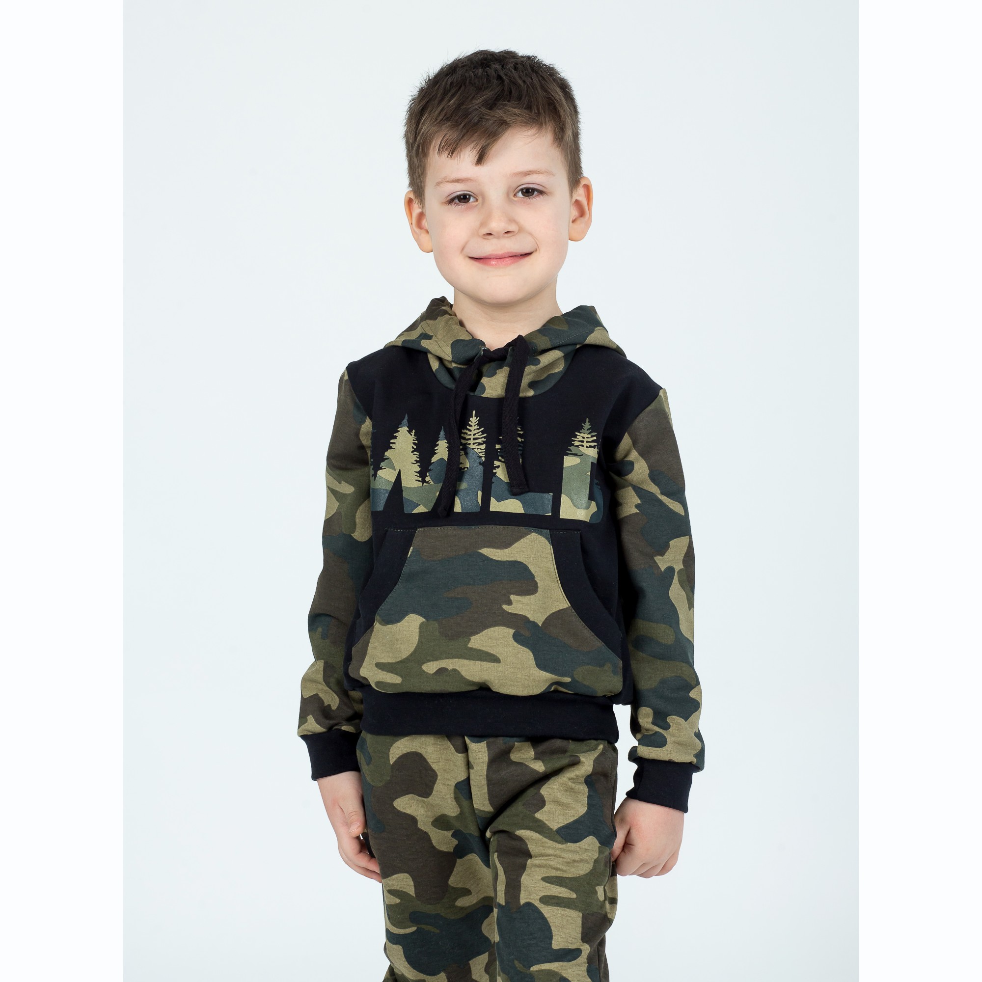 Костюм спортивный KiMMi Baby КБ-1308747 хаки черный лес - фото 12