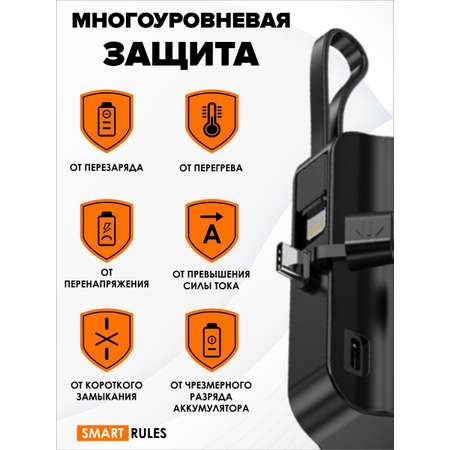 Повербанк внешний аккумулятор SmartRules для телефона type-c 5000 mah Black