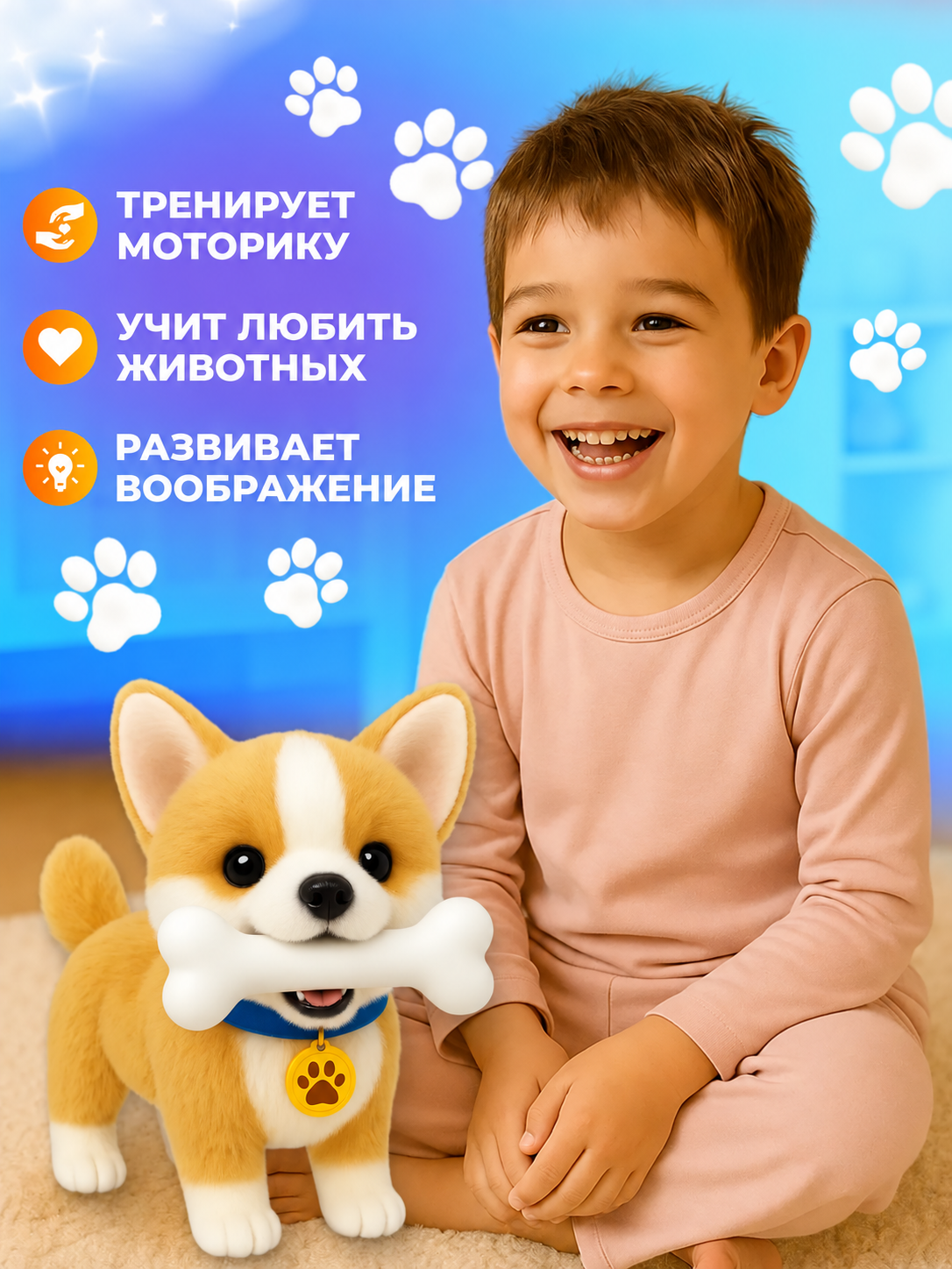 Мягкая игрушка FAVORITSTAR DESIGN Интерактивный щенок корги - фото 9