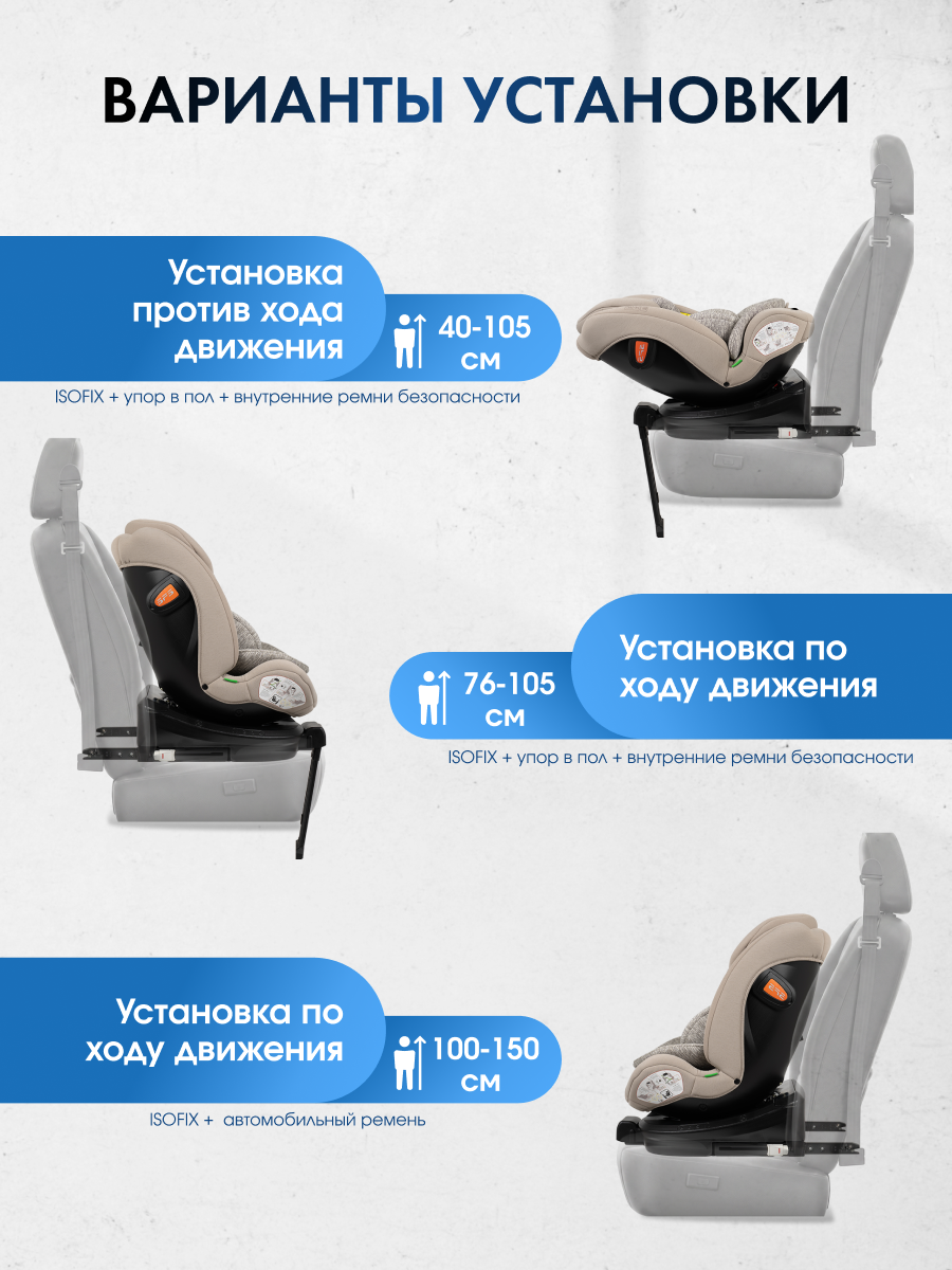 Автокресло Costa YB108A Isofix 0+/1/2/3 (0-36 кг) бежевый - фото 2