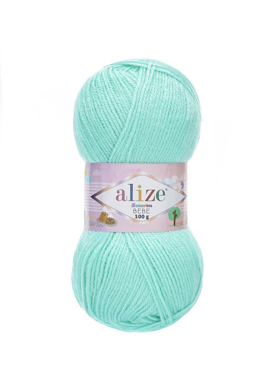 Пряжа для вязания Alize sekerim bebe 100 гр 320 м акрил для мягких игрушек 19 светло-зеленый 5 мотков - фото 3