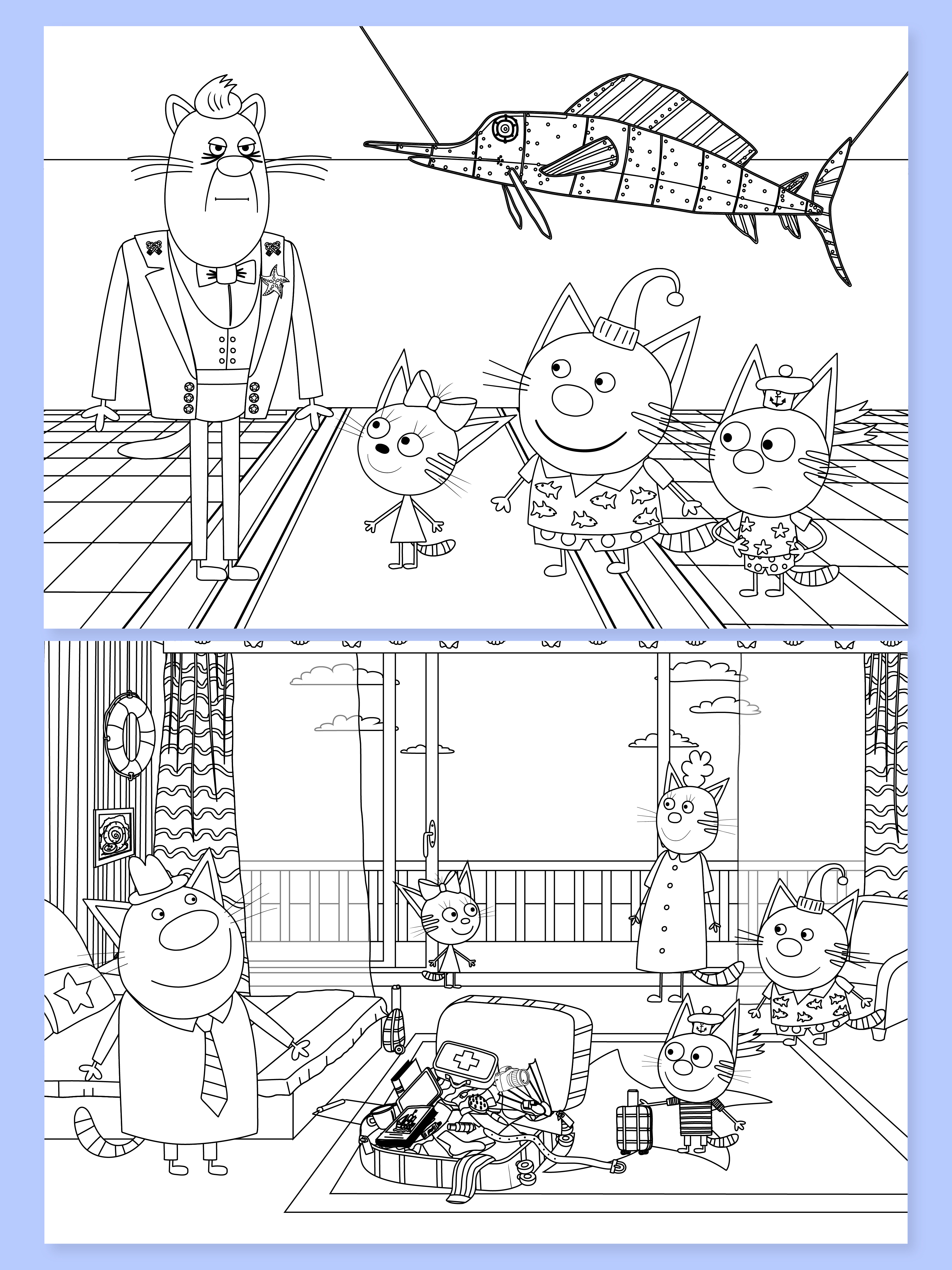 Раскраска Проф-Пресс Макси-Постер. Три кота и море приключений - фото 5