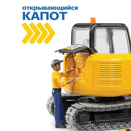 Экскаватор Bruder CAT с рабочим 1:16