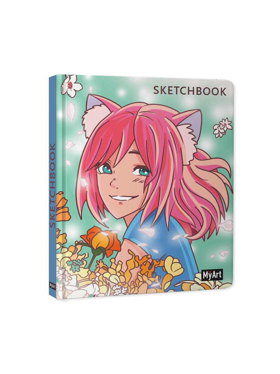 Скетчбук Проф-Пресс большой Аниме Девочка в цветах А4 64 лист. 1 шт. - фото 6