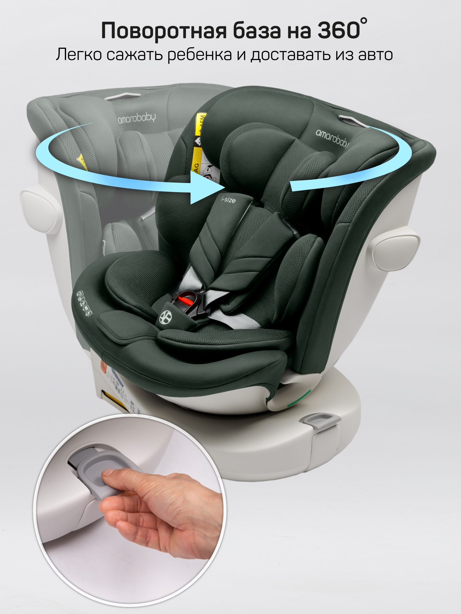 Автокресло Amarobaby Defender Isofix 0+/1/2/3 (0-36 кг) зеленый - фото 5