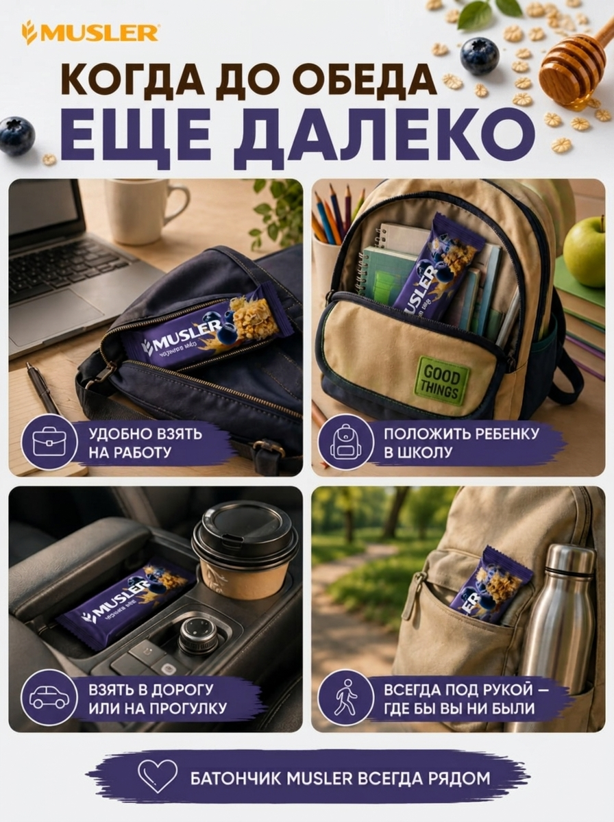 Злаковые батончики мюсли MUSLER Батончик 25 шт - фото 4