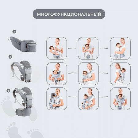 Рюкзак-кенгуру Babyton Хипсит Grey YD0301