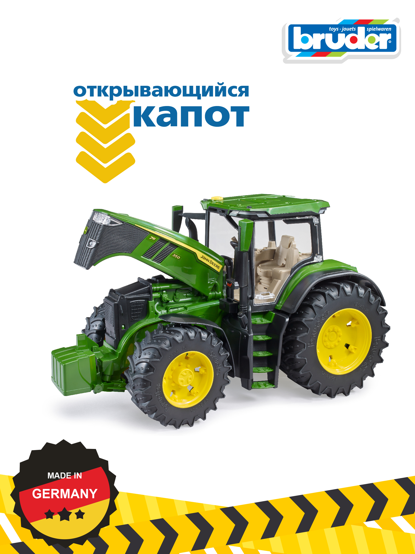 Трактор Bruder John Deere 7R350 с прицепом и погрузчиком 1:16 03-155 - фото 5