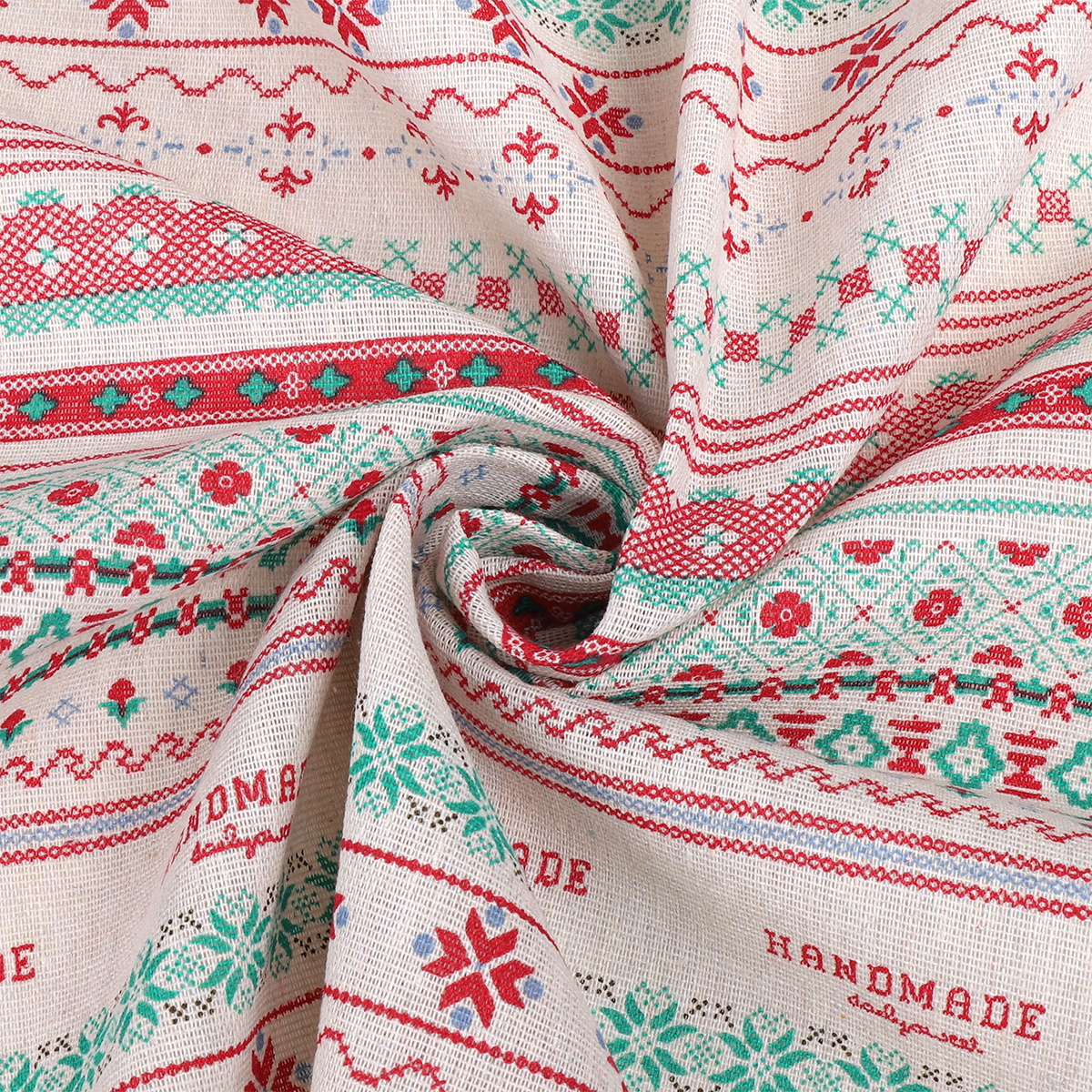 Ткань лен TBY с орнаментом 1.5 х 3 м, цвет бежевый - фото 1