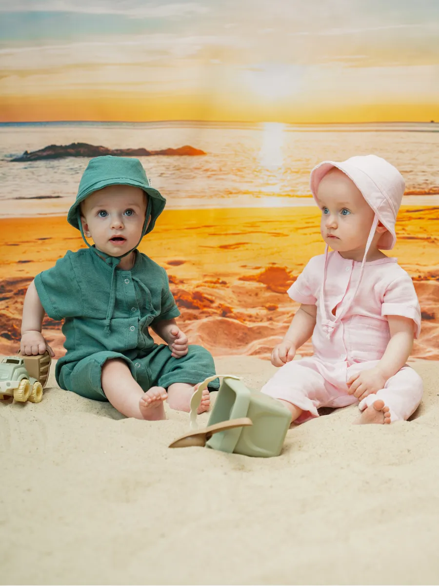 Песочник с панамкой Супер Пупс кос/мусл/хаки - фото 19