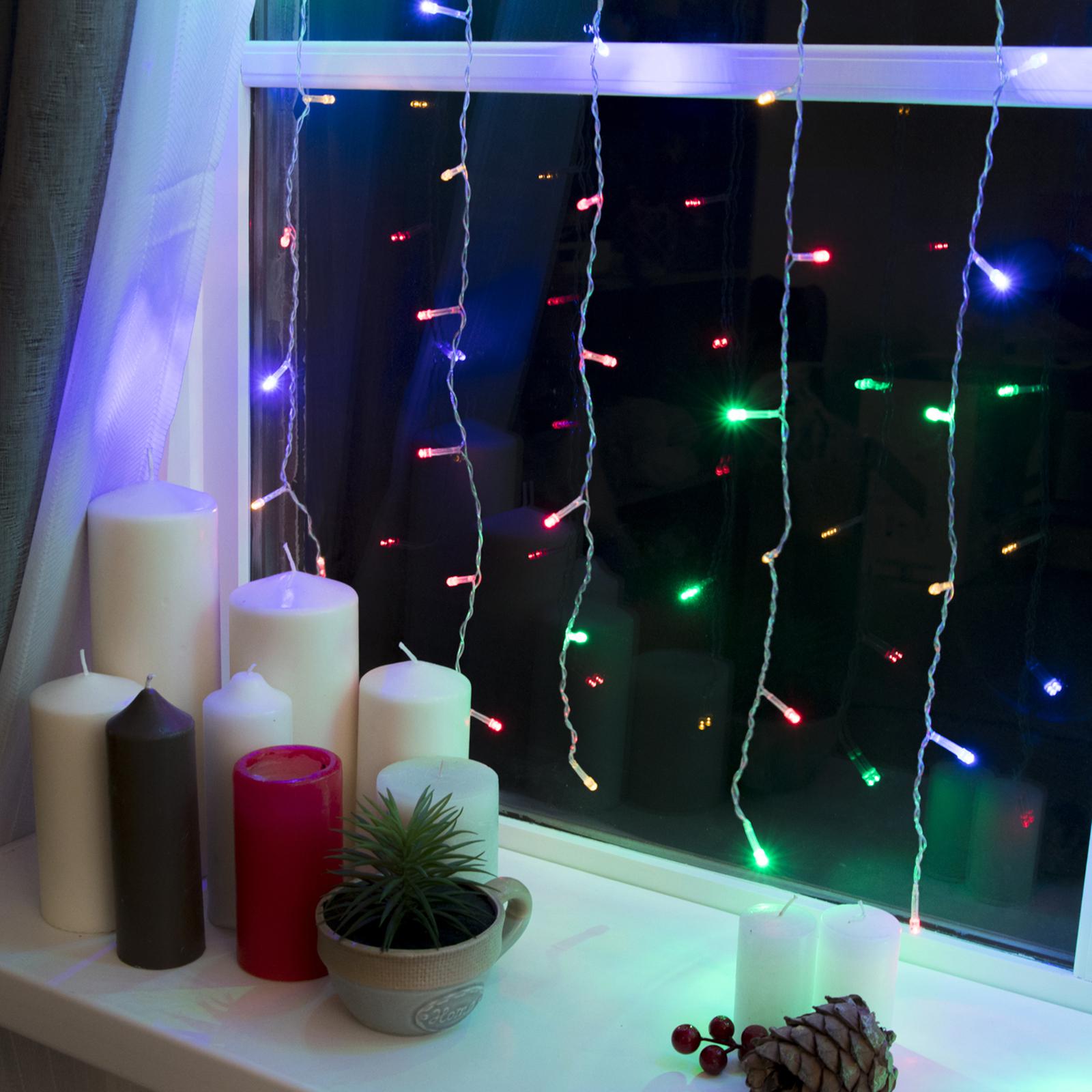 Гирлянда Luazon «Занавес» 1.5 × 1 м IP20 прозрачная нить 180 Led свечение мульти 8 режимов 220 В - фото 3