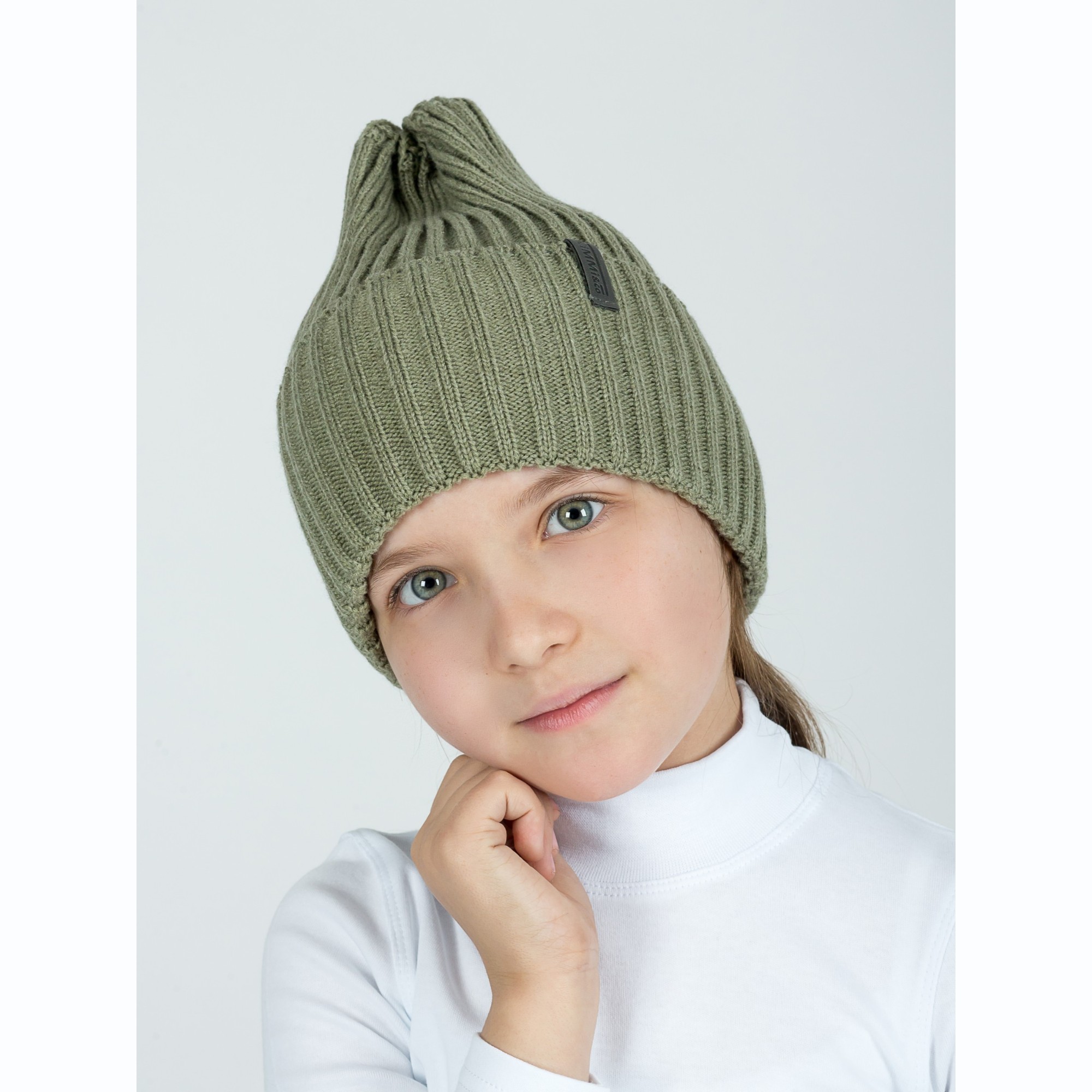 Шапка KiMMi co К-Ш-1608120 св.хаки - фото 3