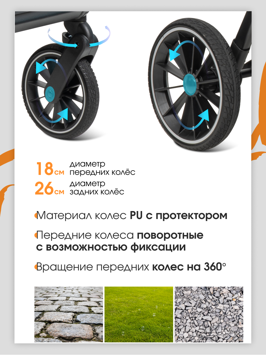 Коляска 3в1 Farfello Liberty бежевый - фото 10