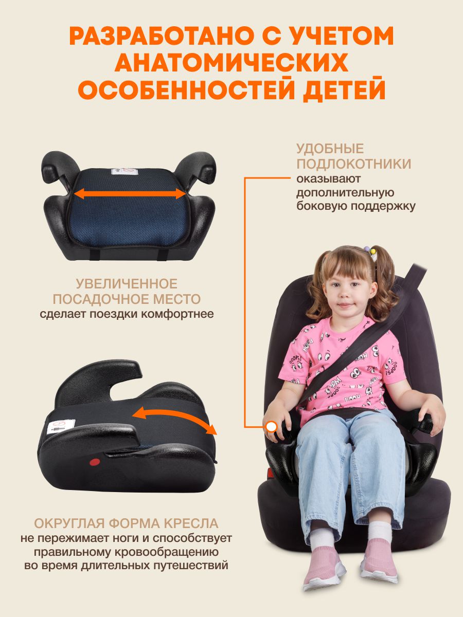 Автокресло ZLATEK Gals 3 (22-36 кг) синий - фото 3