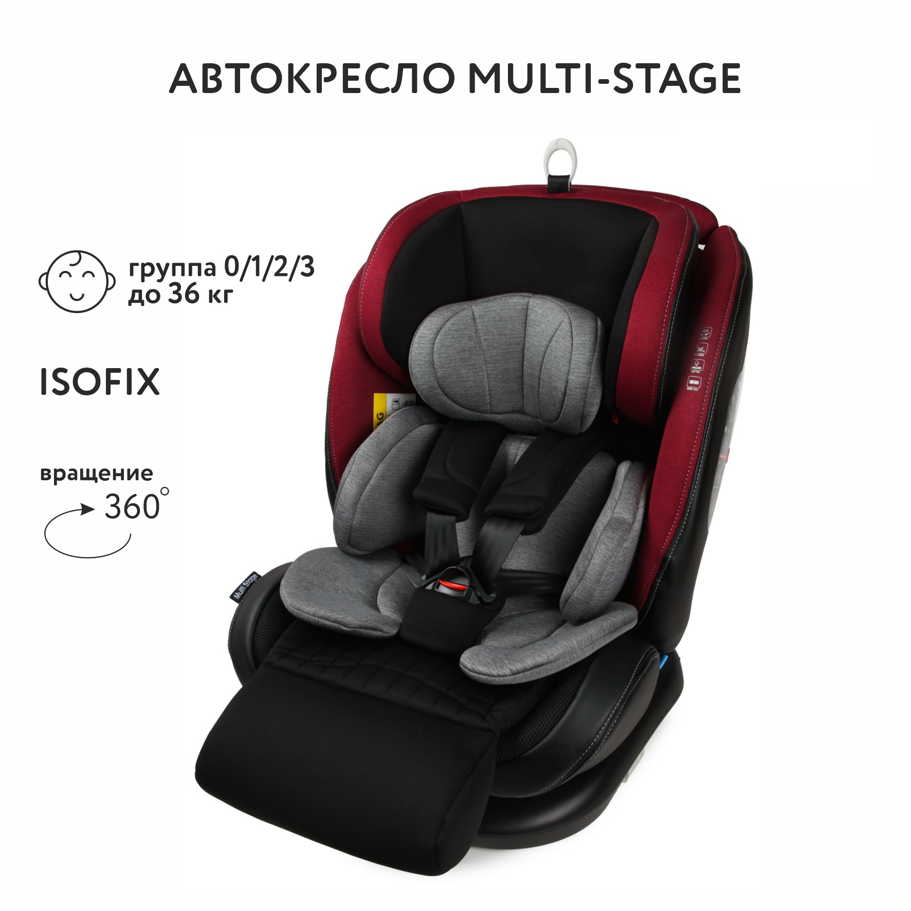 Автокресло BabyGo Multi-Stage New Isofix 0+/1/2/3 (0-36 кг) красный - фото 2