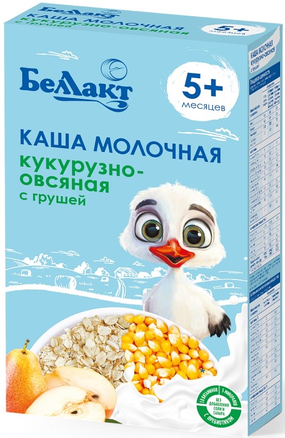 Каша Беллакт кукурузно-овсяная с грушей 250г с 5месяцев - фото 1