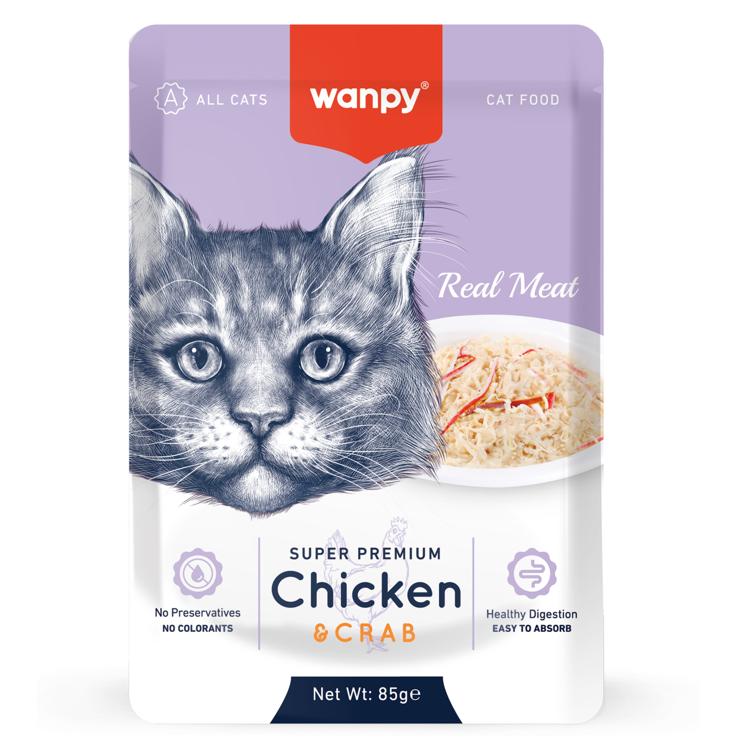 Корм для кошек Wanpy Cat 85г из курицы и краба пауч - фото 1